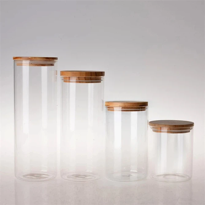 Glass Jars With Bamboo Lids 3 Glass Jars With Bamboo Lids 3