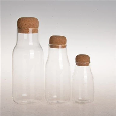 Prozirna tegla od visokog borosilikatnog stakla sa plutom