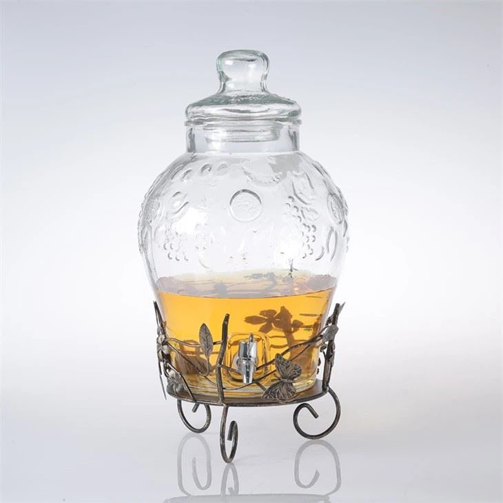Glass Drink Dispenser With Stand