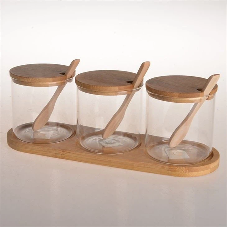 Glass Spice Jars With Bamboo Lids And Labels