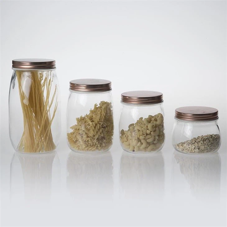 Okrugla staklena tegla sa metalnim poklopcem