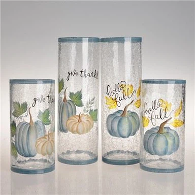 Vaza od stakla od cilindara crackle oslikana bundeve