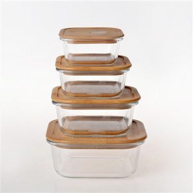 Set posuda za hranu sa poklopcima od bambusa