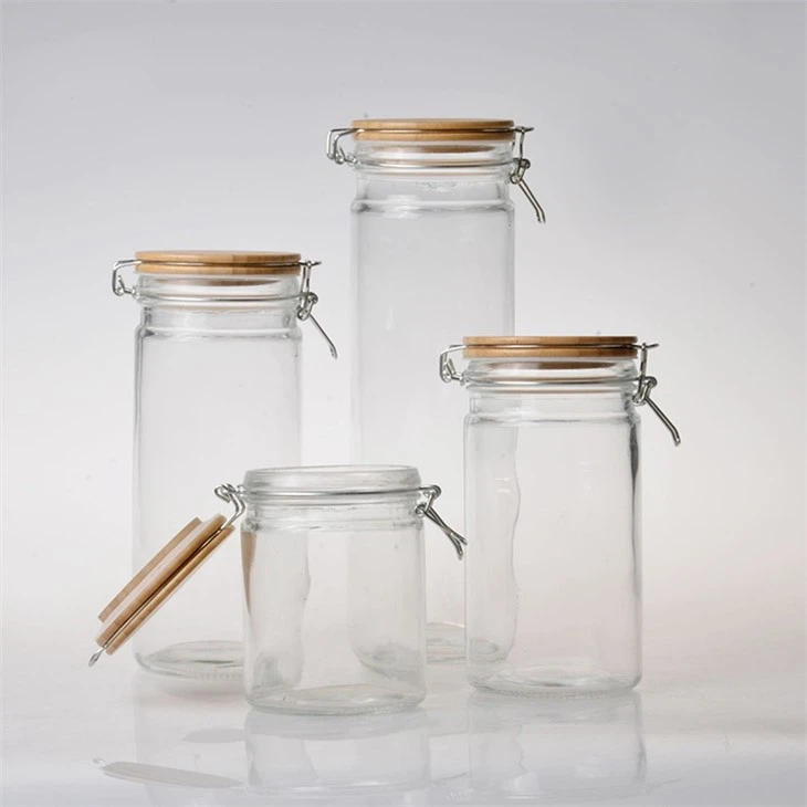 Storage Jar Containers With Lock Clamp Bamboo Lid