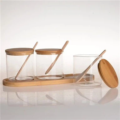 Tegle za skladištenje sa bambusovim poklopcem