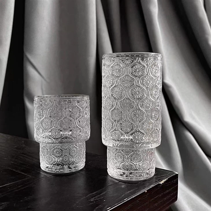 Vintage Glassware Set Drinking Glasses With Glass Straws Iced Coffee Cups For Whiskey