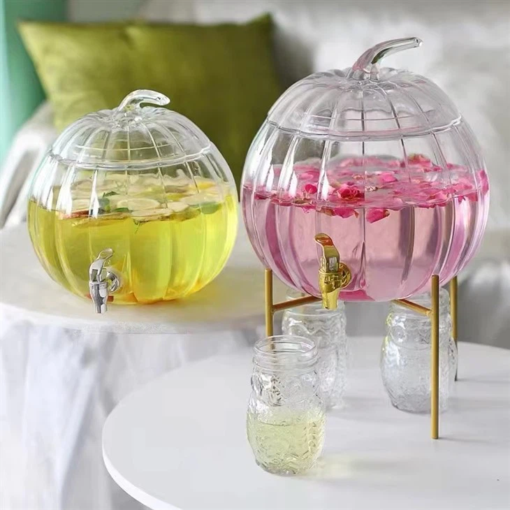Glass pumpkin drink dispenser