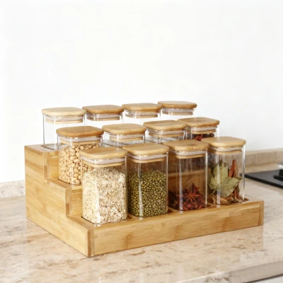 12-dijelni kvadratni set staklenih kanistera